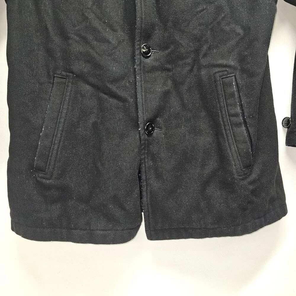 GAP Black Wool Blend Coat Men’s Size L Warm Lined Winter Jacket Classic Style